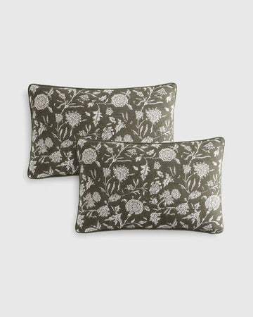 Linen Cotton Botanical Pillow Cover (Set of 2)