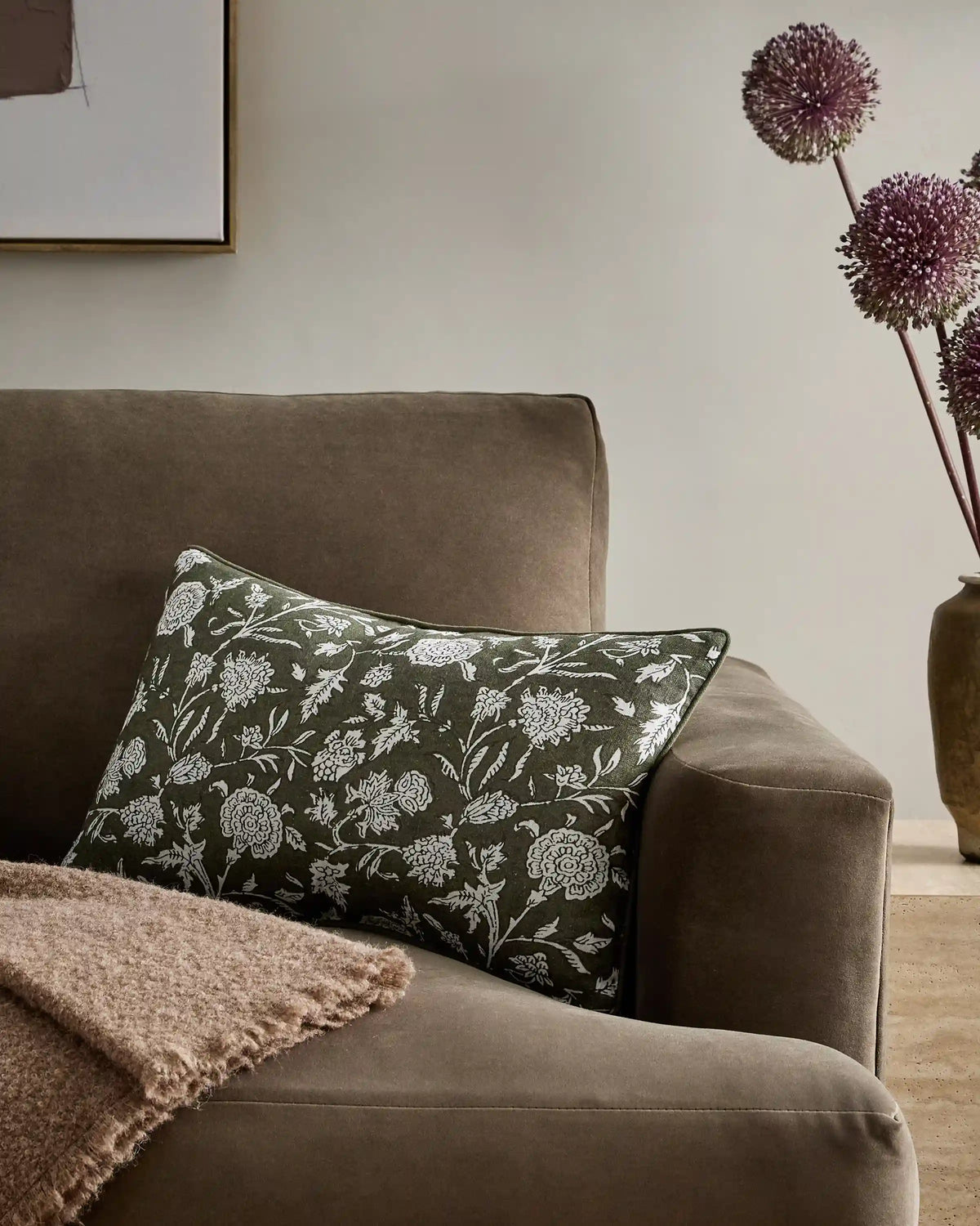 Linen Cotton Botanical Pillow Cover