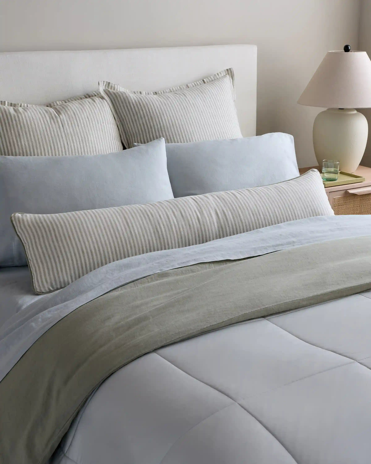 Piped Linen Stripe Pillow Cover