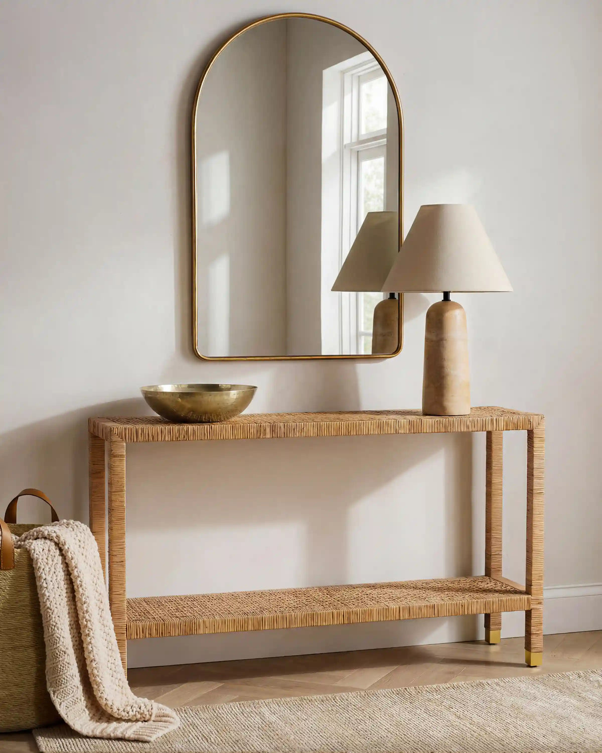 Handwoven Rattan Console Table