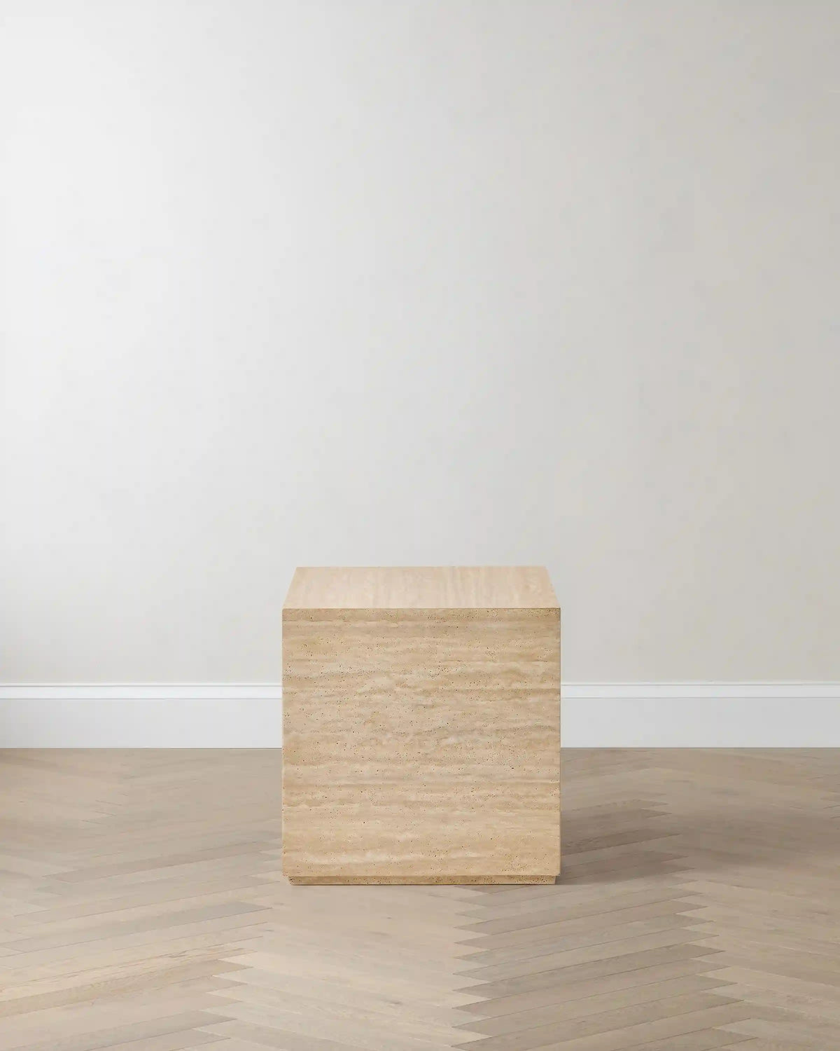 Travertine Plinth End Table