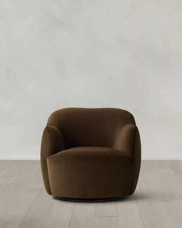 Performance Velvet Curved Arm Swivel Chair