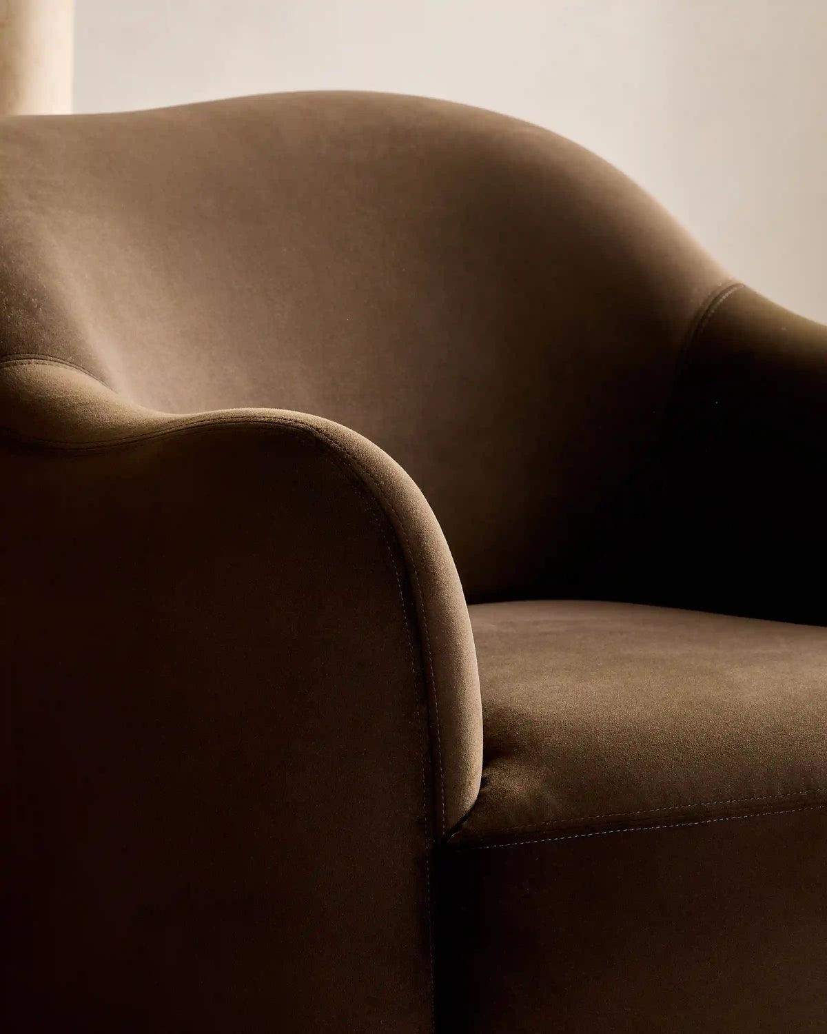 Performance Velvet Curved Arm Swivel Chair