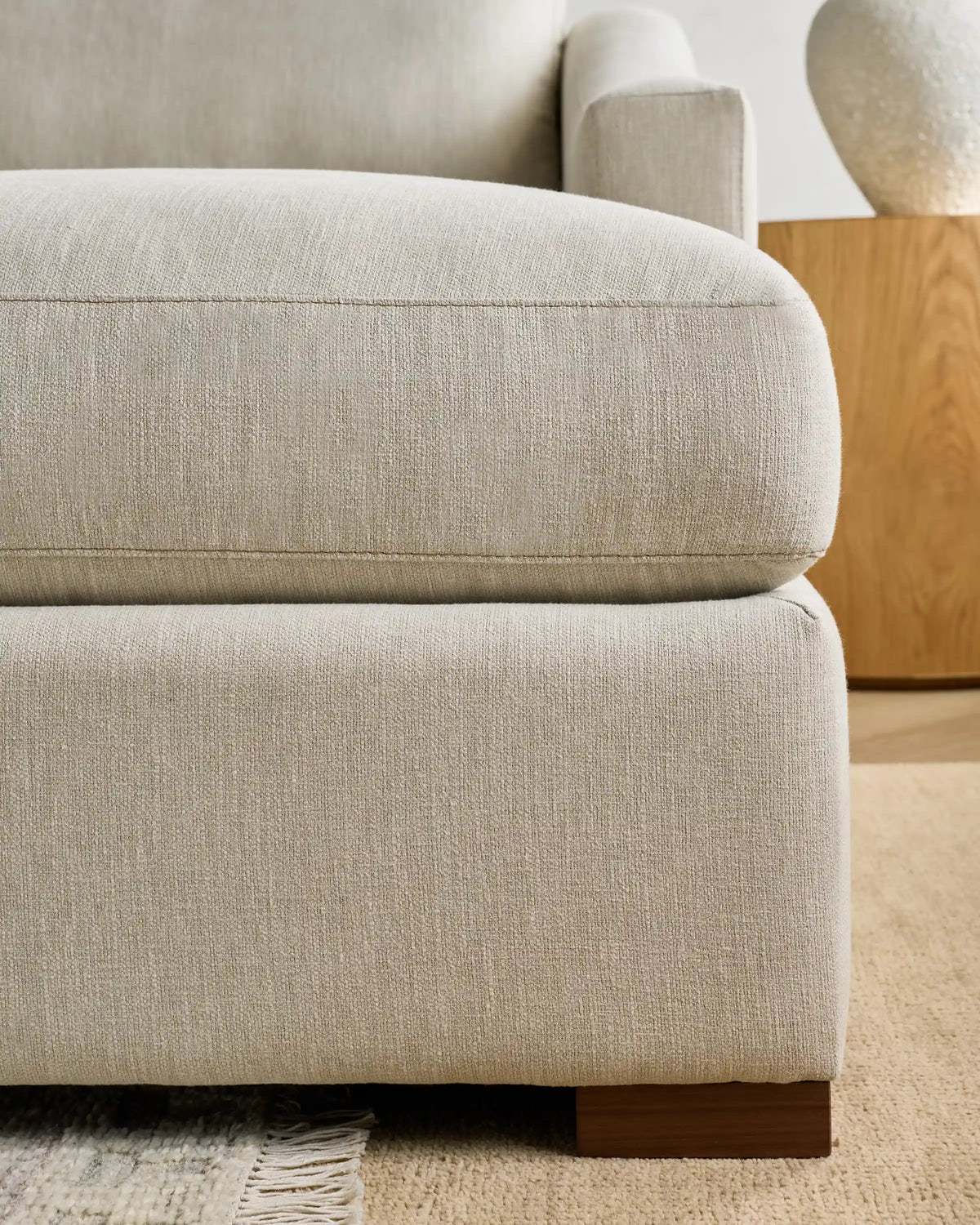 Hollis Slope Arm Chaise Sectional in Performance Basketweave
