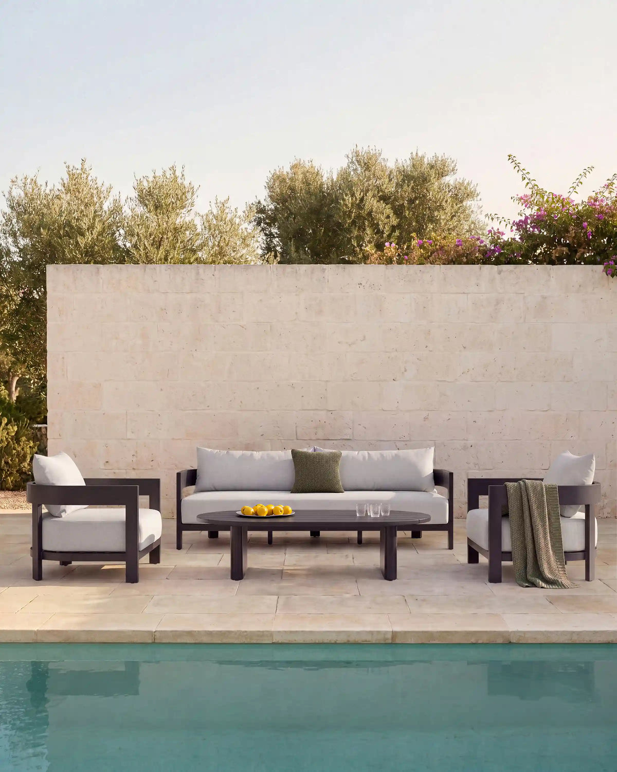 Curved Powder-Coated Aluminum Outdoor Coffee Table
