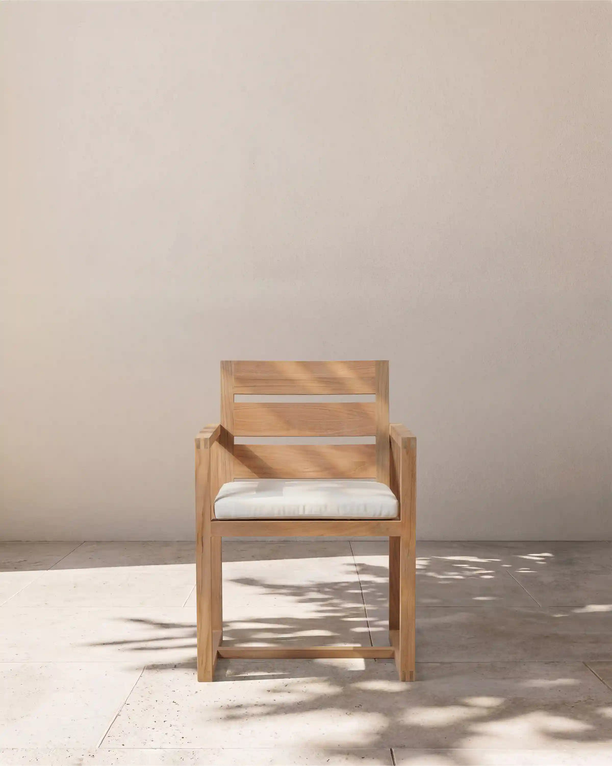 Linear Solid Teak Outdoor Dining Armchair