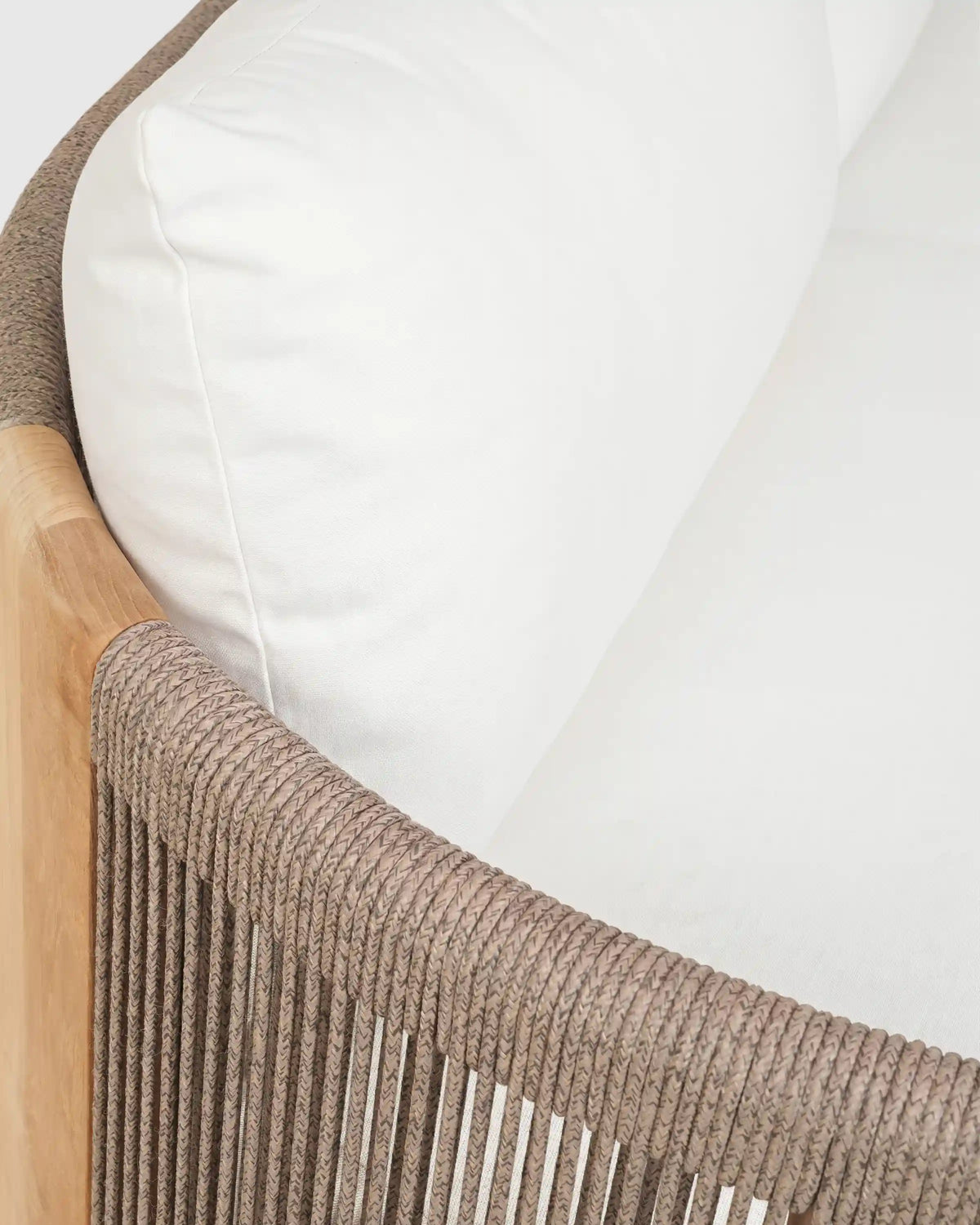 Curved Solid Teak and All-Weather Rope Outdoor Sofa