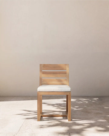 Linear Solid Teak Outdoor Dining Side Chair (Set of 2)