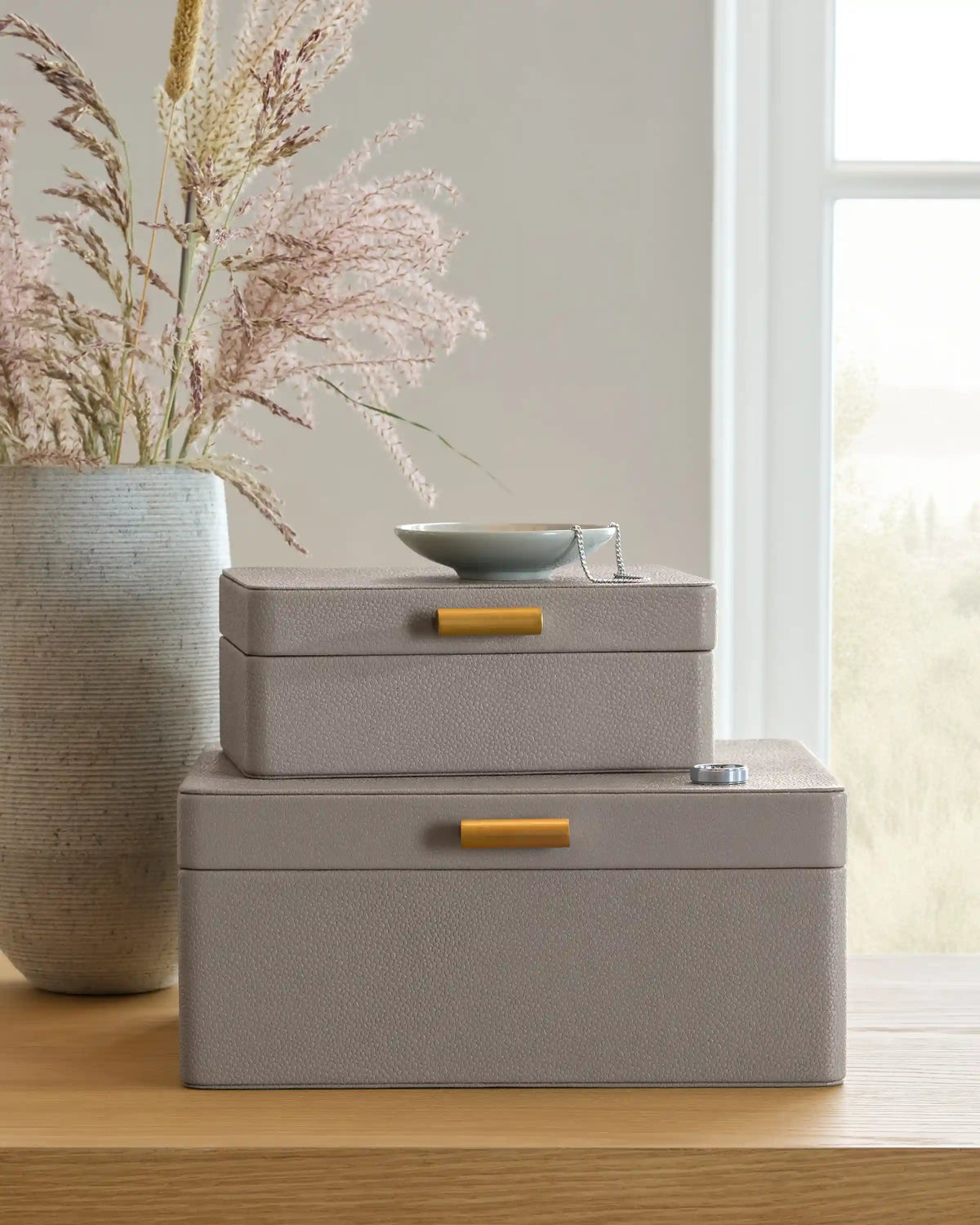 Shagreen Leather Decorative Boxes (Set of 2)