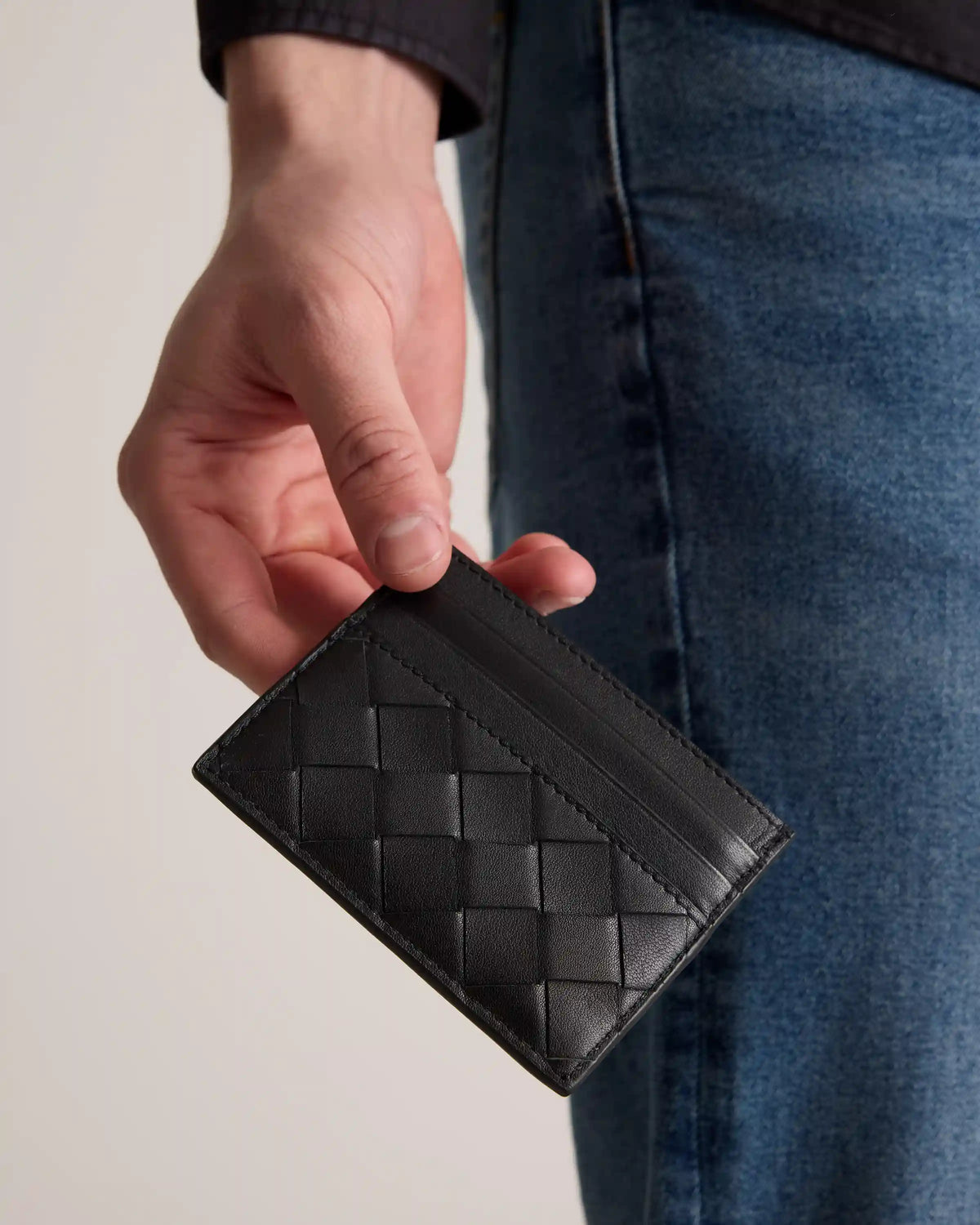 Italian Handwoven Leather Small Card Case