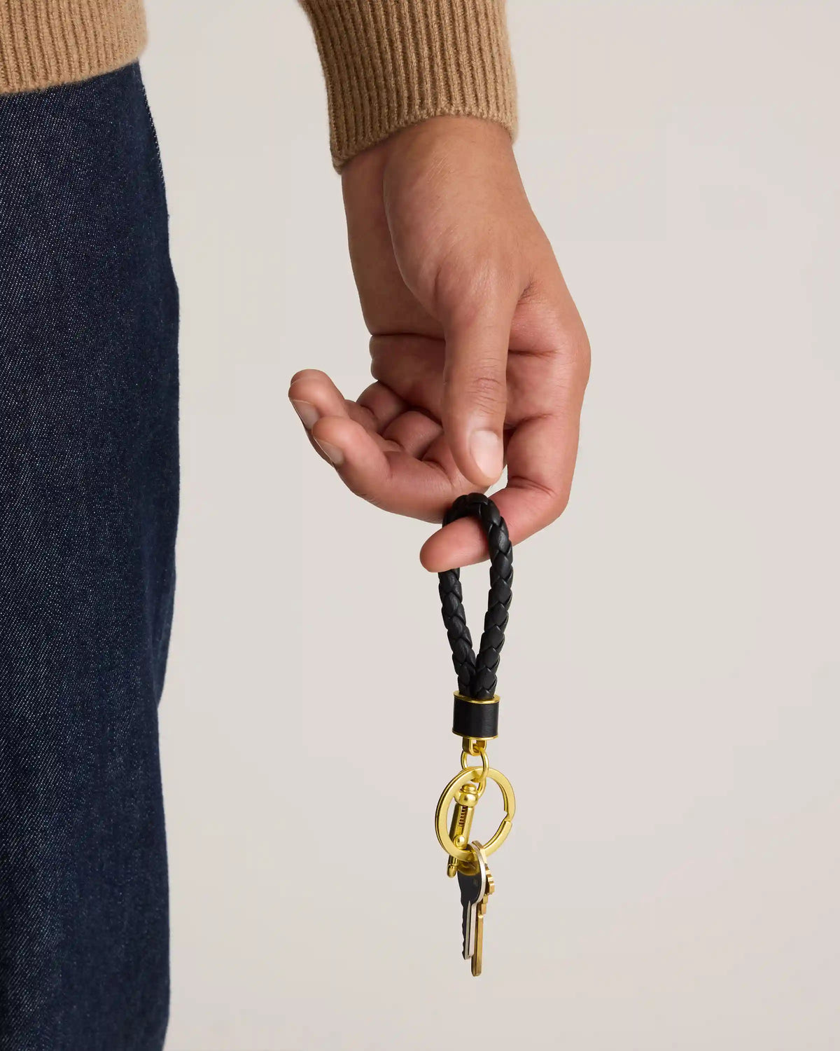 Italian Leather Braided Key Ring (2-Pack)