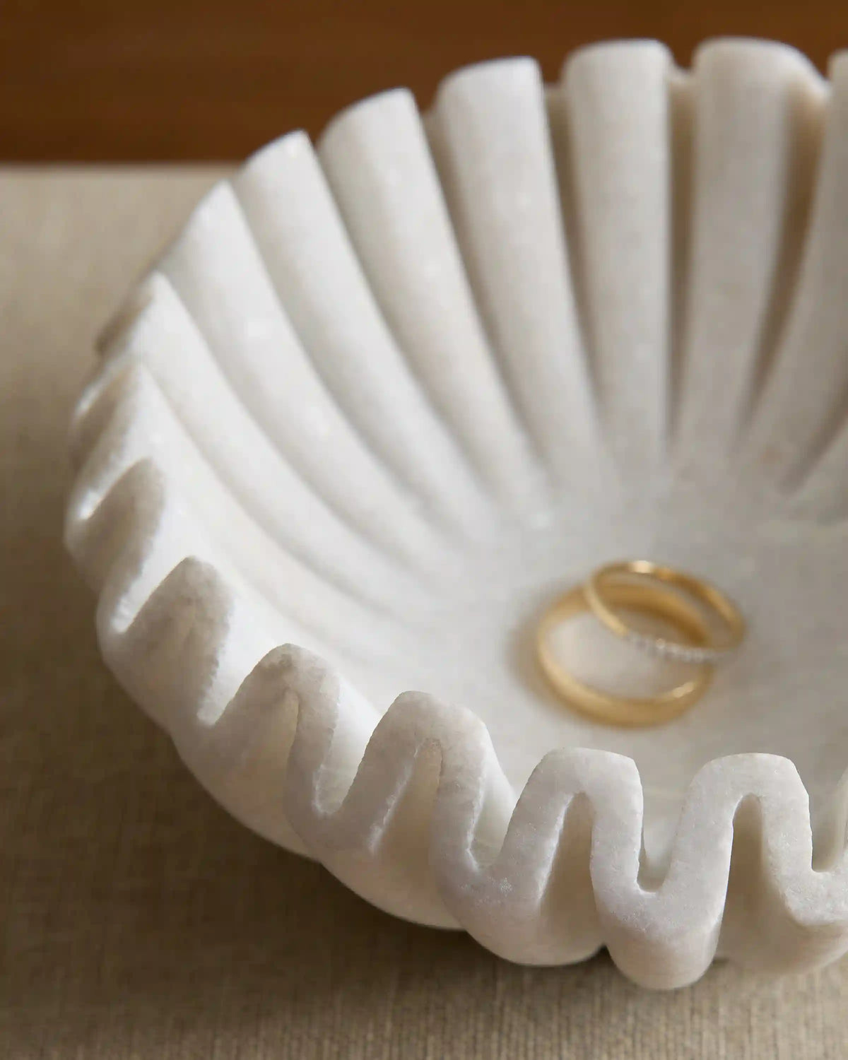 Handcrafted Fluted Marble Decorative Bowl