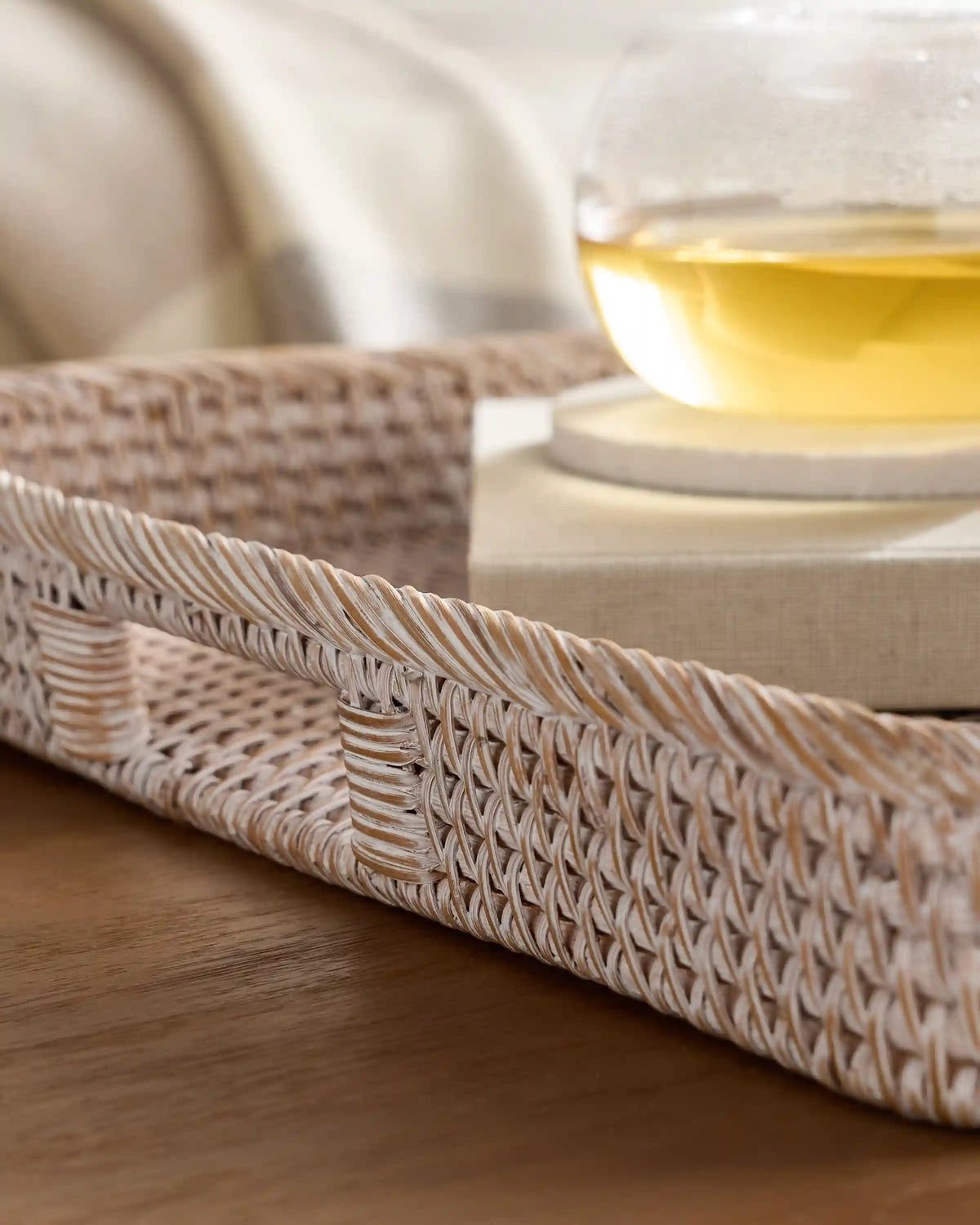 Handwoven Rattan Rectangular Tray