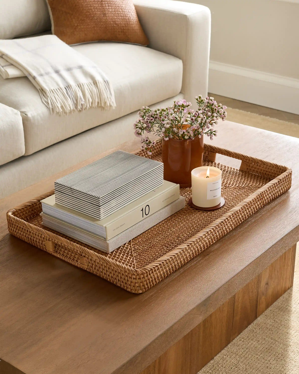 Handwoven Rattan Rectangular Tray