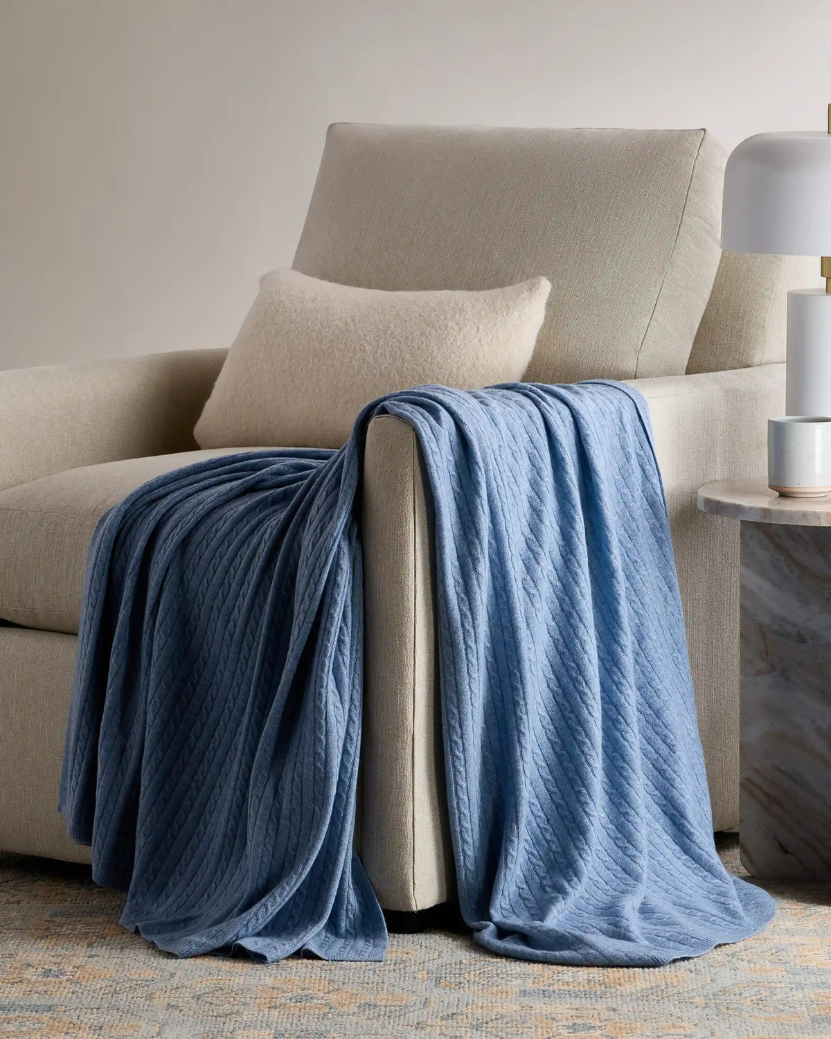 Cable Knit Cashmere Throw
