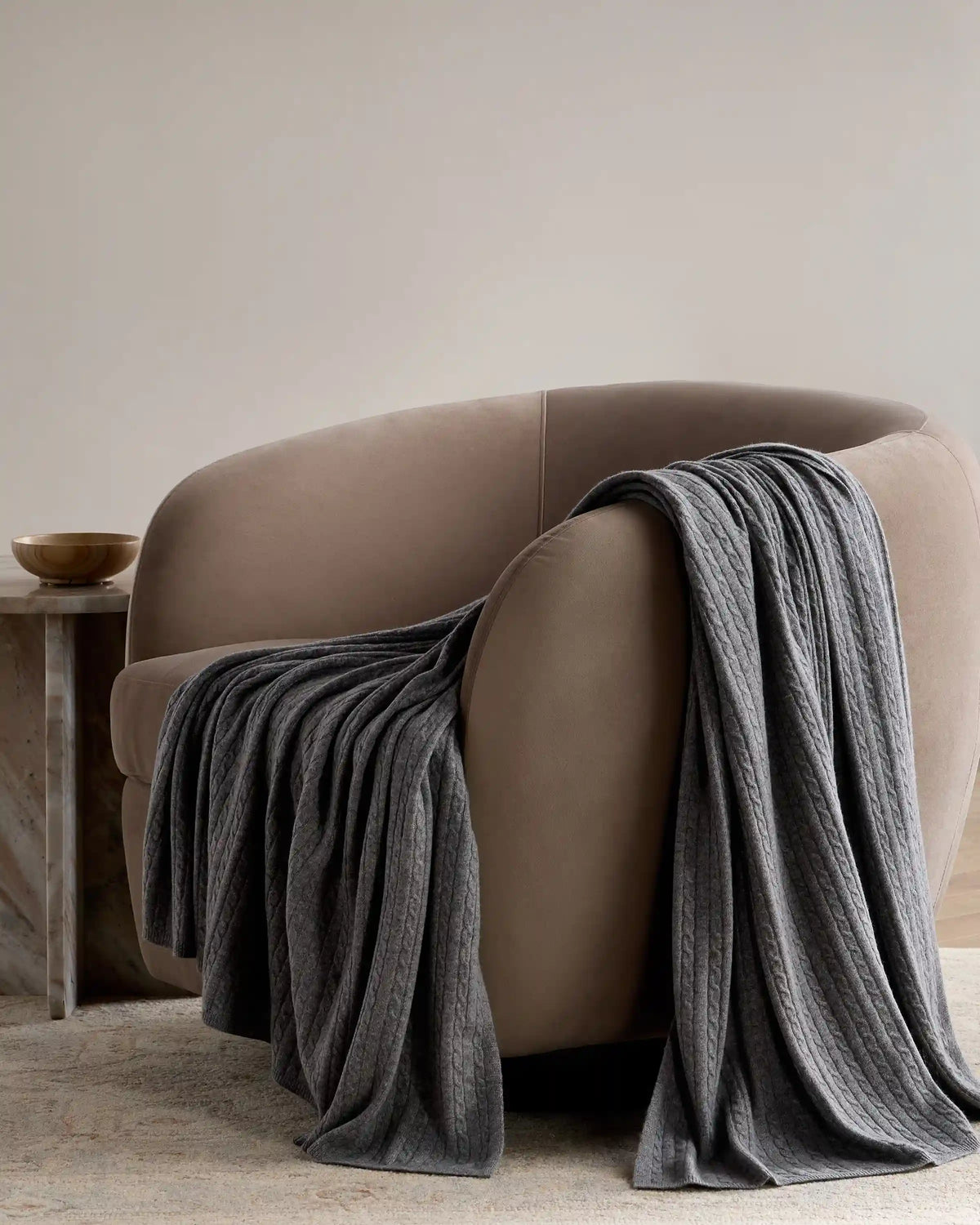 Cable Knit Cashmere Throw