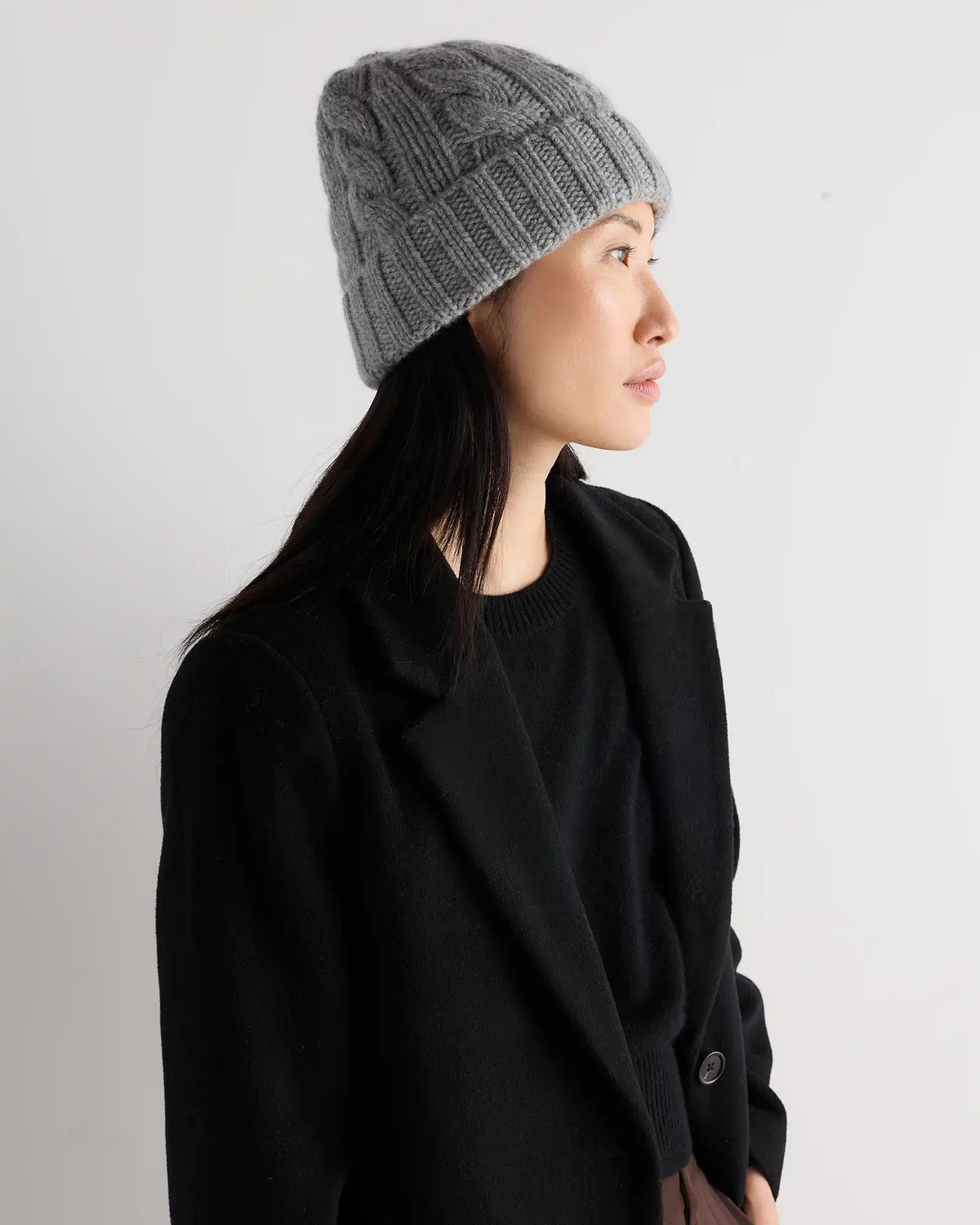 Mongolian Cashmere Cable Knit Beanie