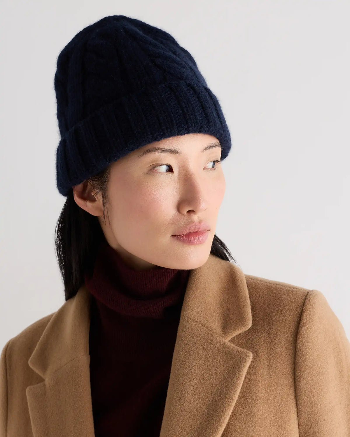 Mongolian Cashmere Cable Knit Beanie