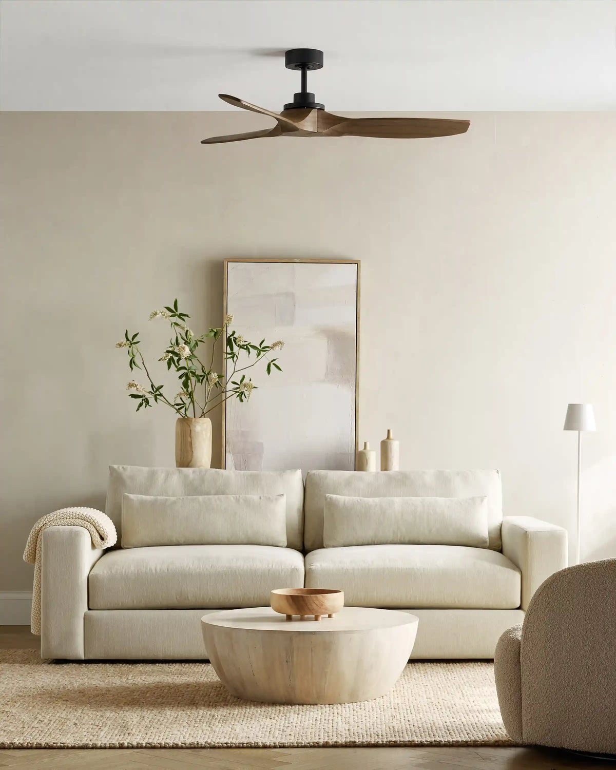 Transitional Wood Blade Ceiling Fan