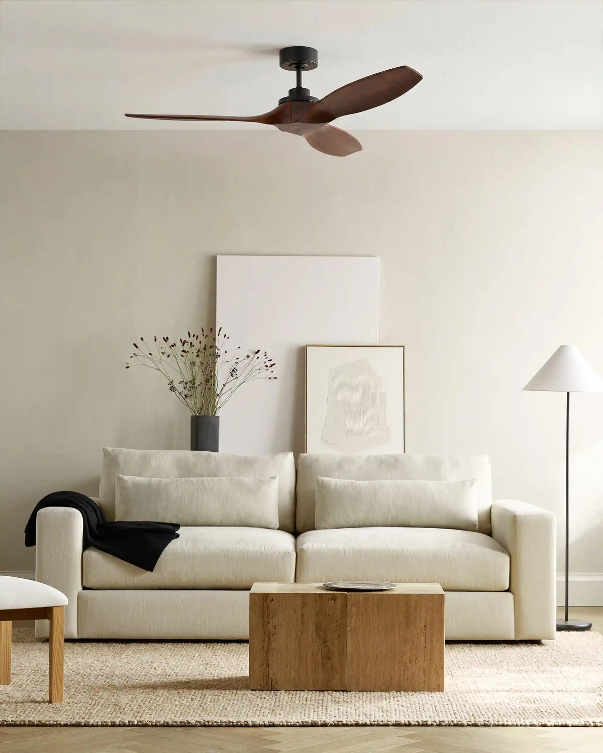 Transitional Wood Blade Ceiling Fan