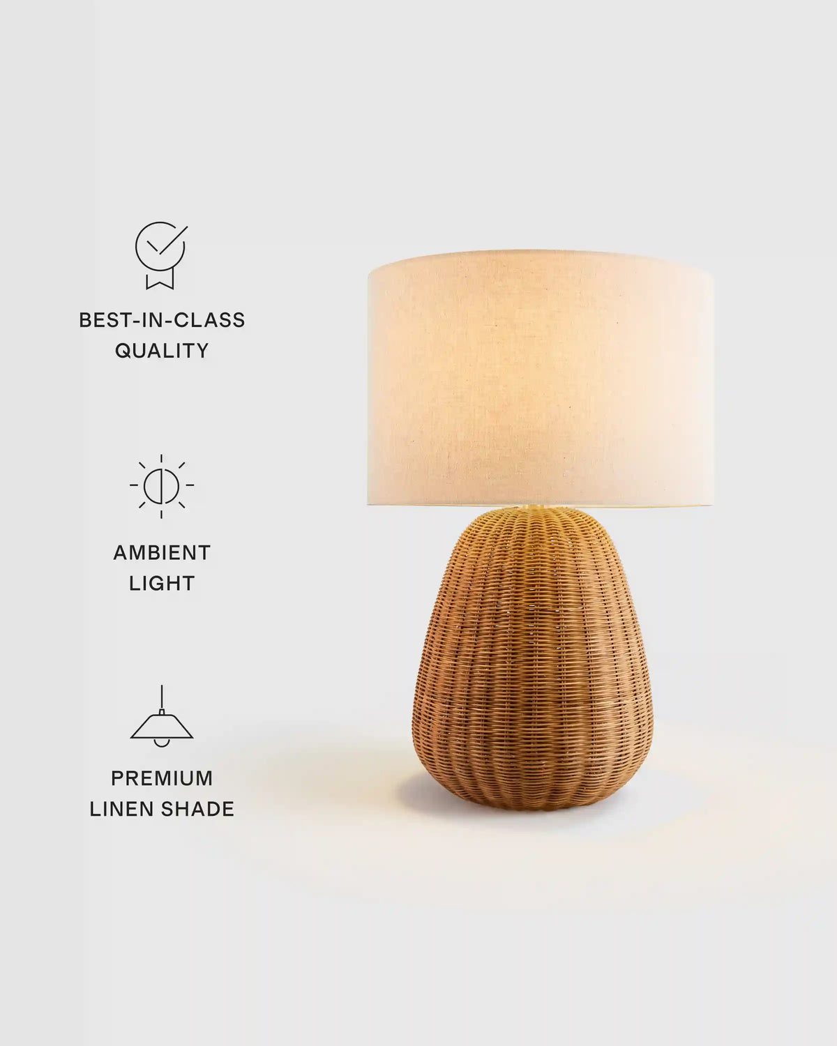 Natural Rattan Table Lamp with Linen Shade