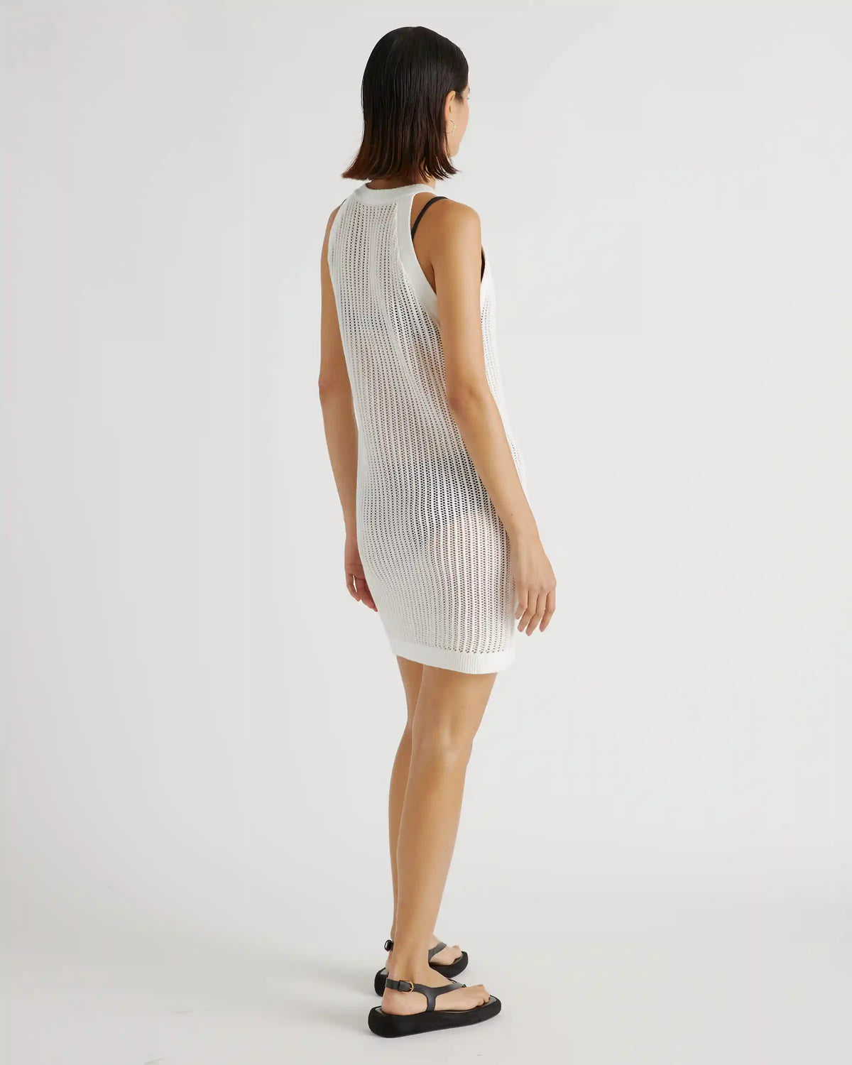 100% Organic Cotton Open-Knit Cover-Up Mini Dress