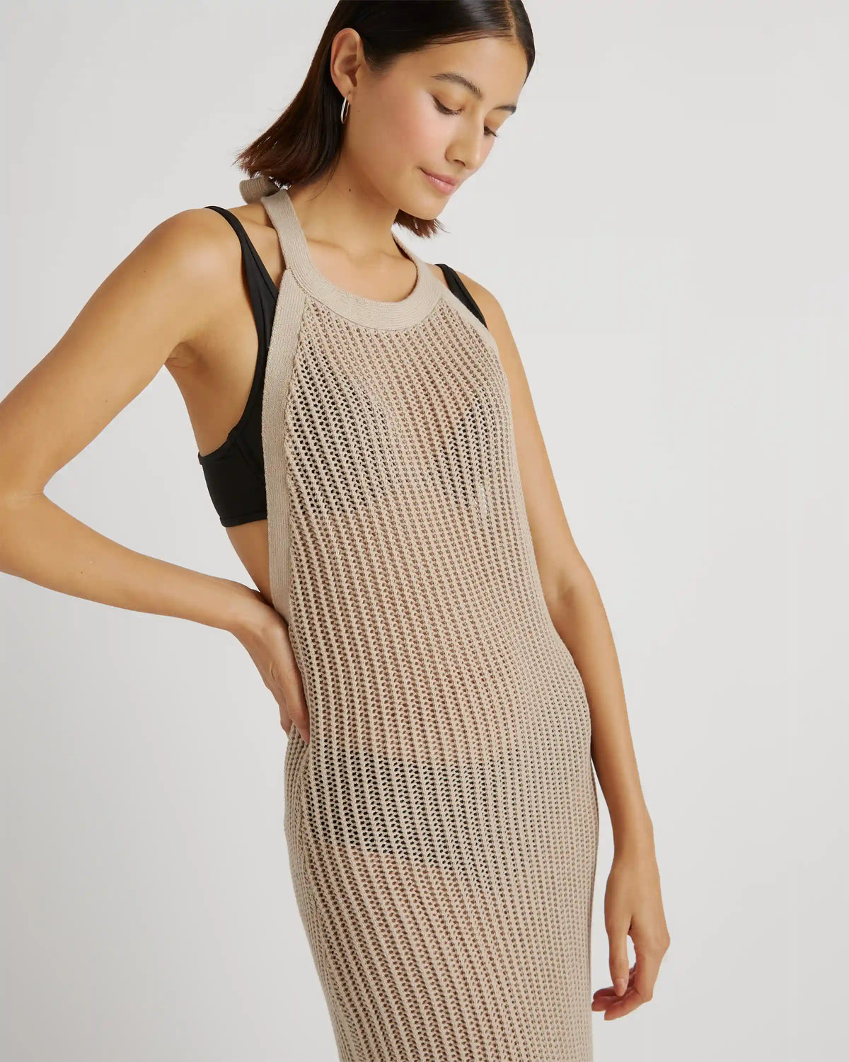 100% Organic Cotton Open-Knit Cover-Up Maxi Dress