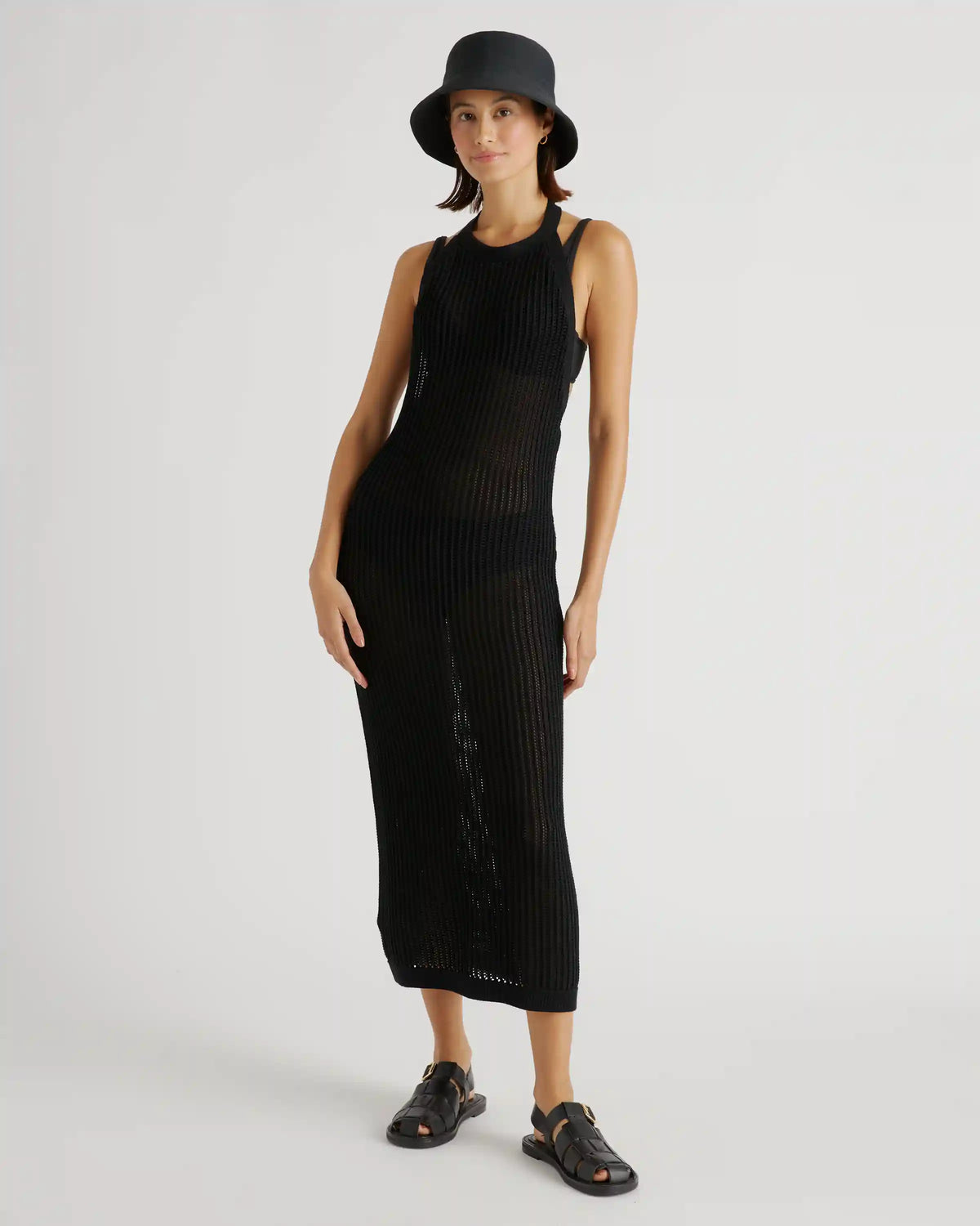 100% Organic Cotton Open-Knit Cover-Up Maxi Dress