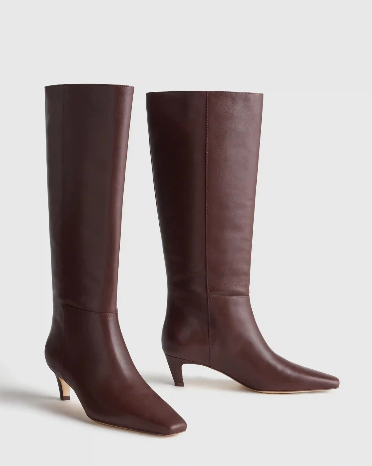 Italian Leather Tall Kitten Heel Boots