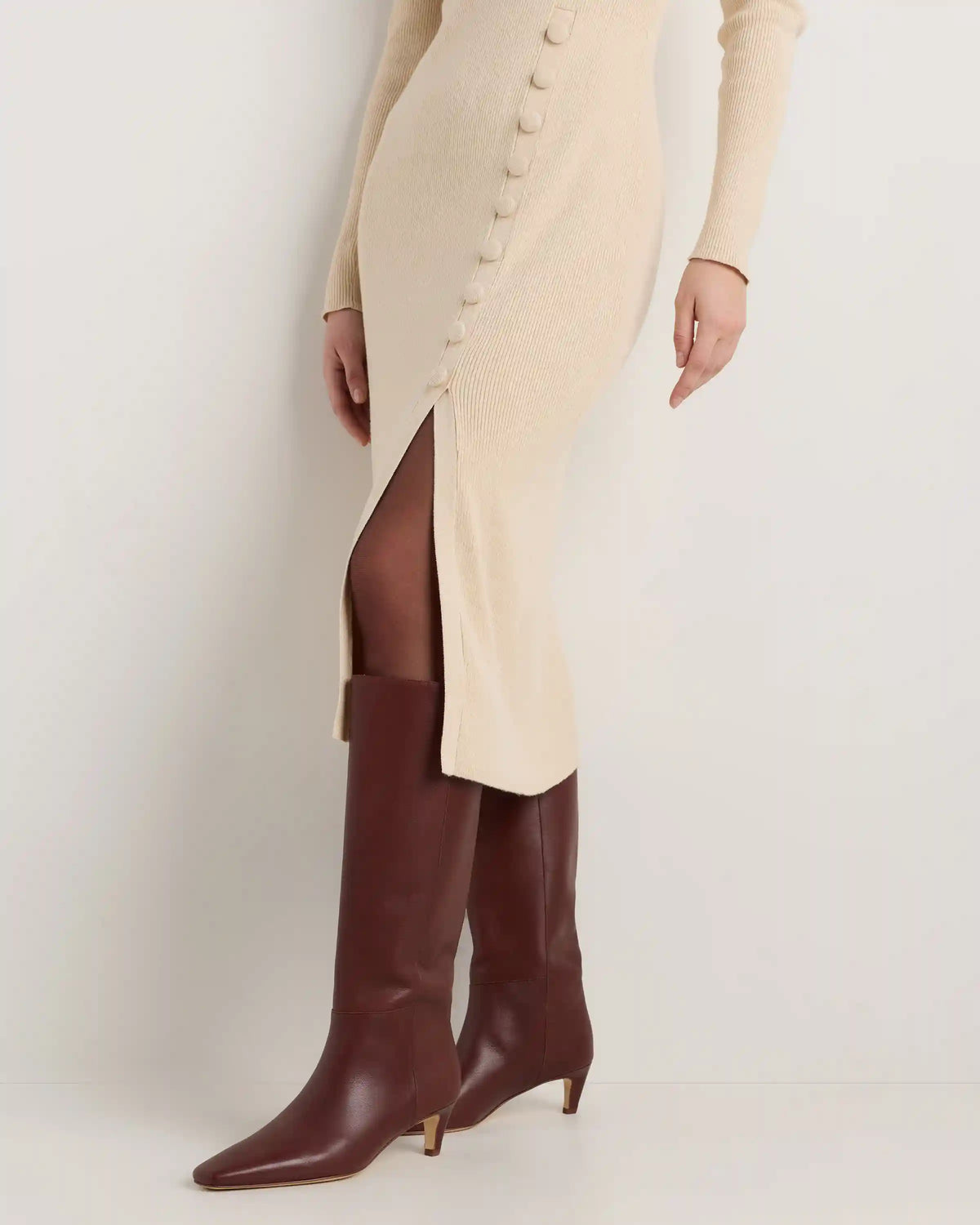 Italian Leather Tall Kitten Heel Boots