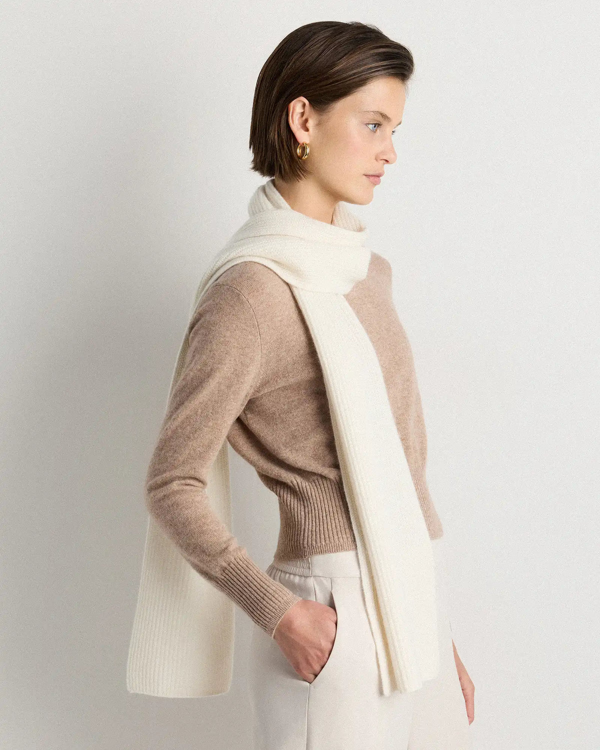 Mongolian Cashmere Ribbed Scarf