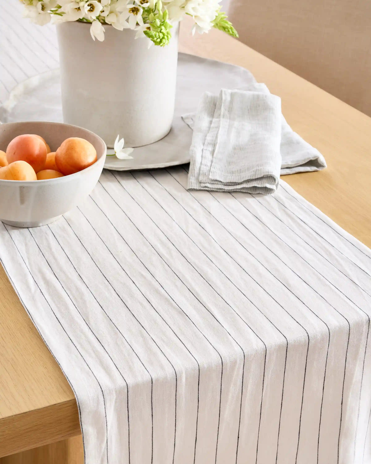 European Linen Pencil Stripe Table Runner