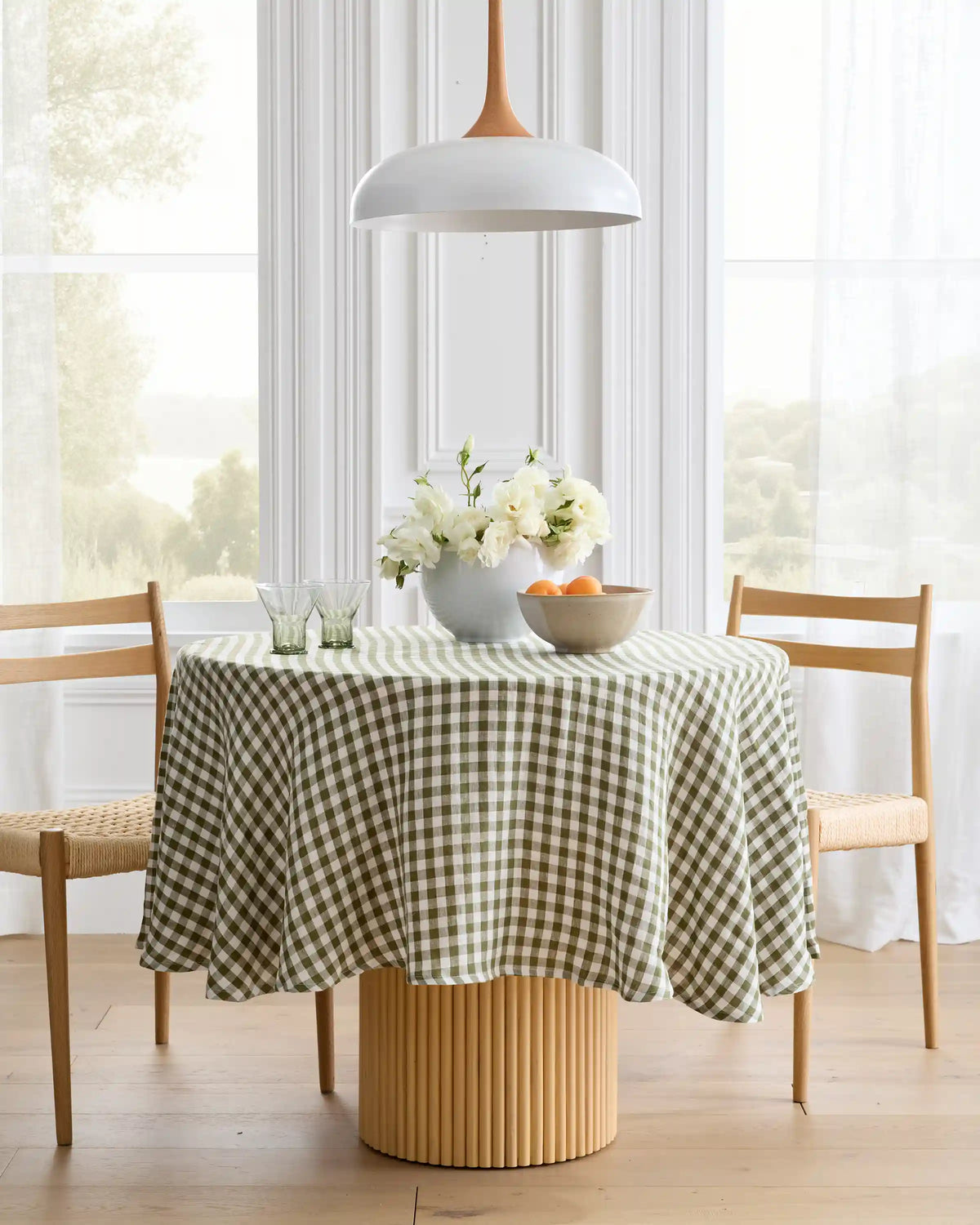 European Linen Gingham Tablecloth