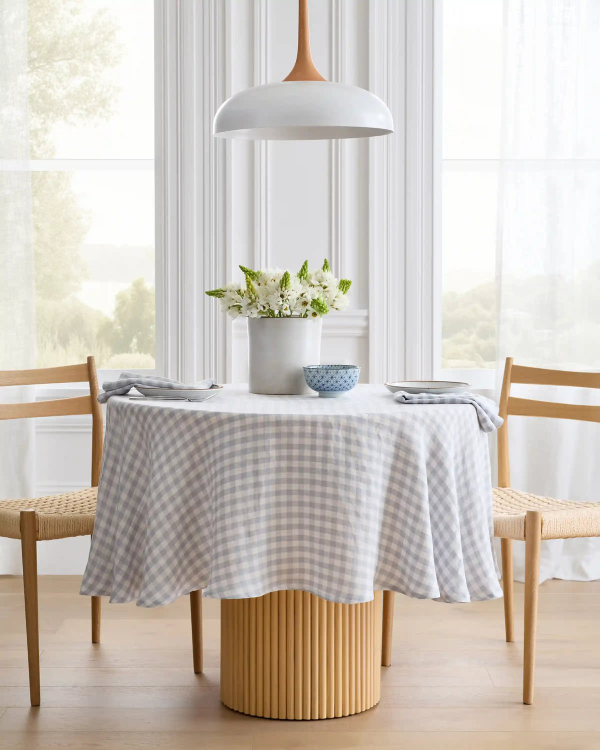 European Linen Gingham Tablecloth