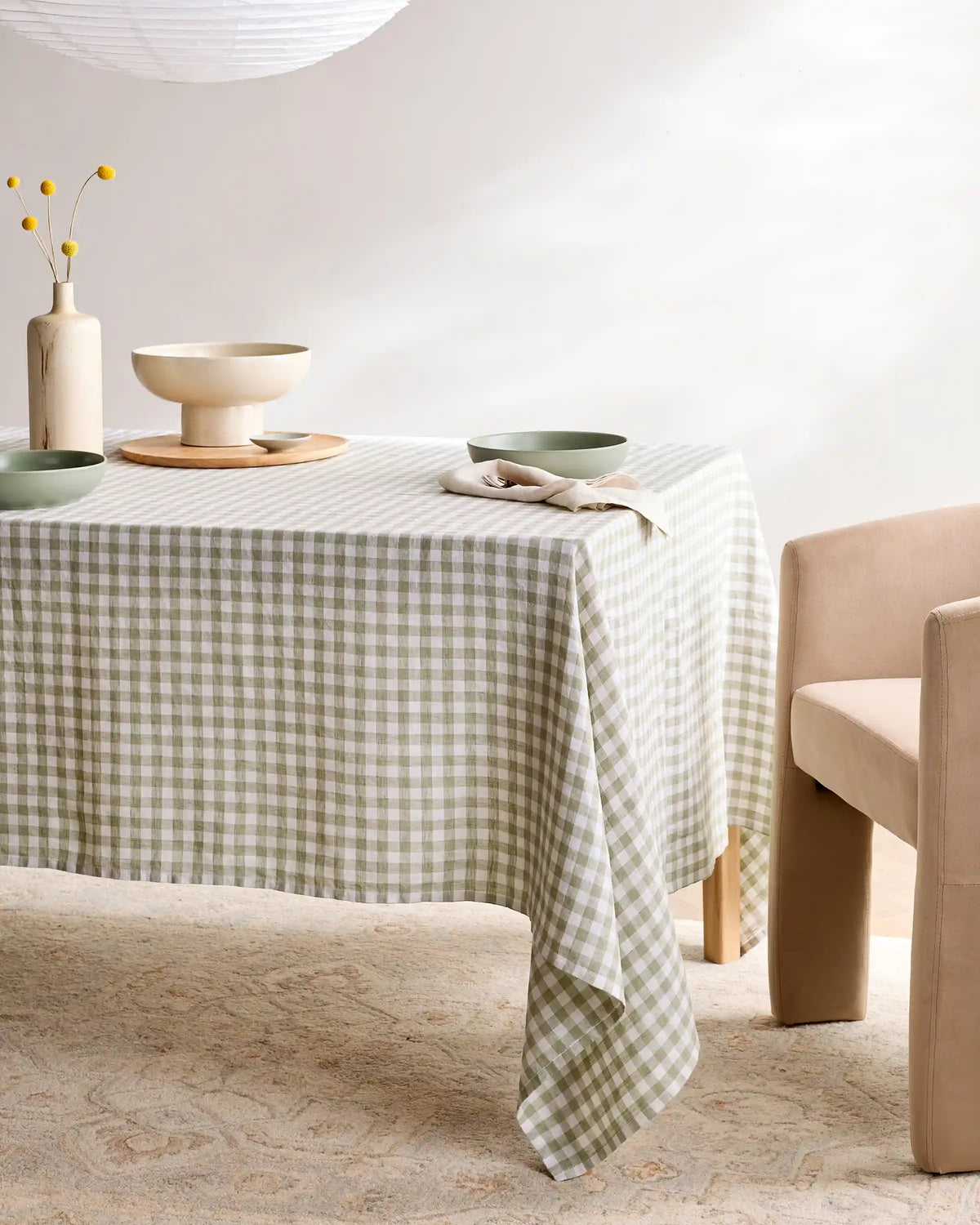 European Linen Gingham Tablecloth