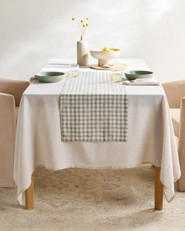 European Linen Gingham Table Runner