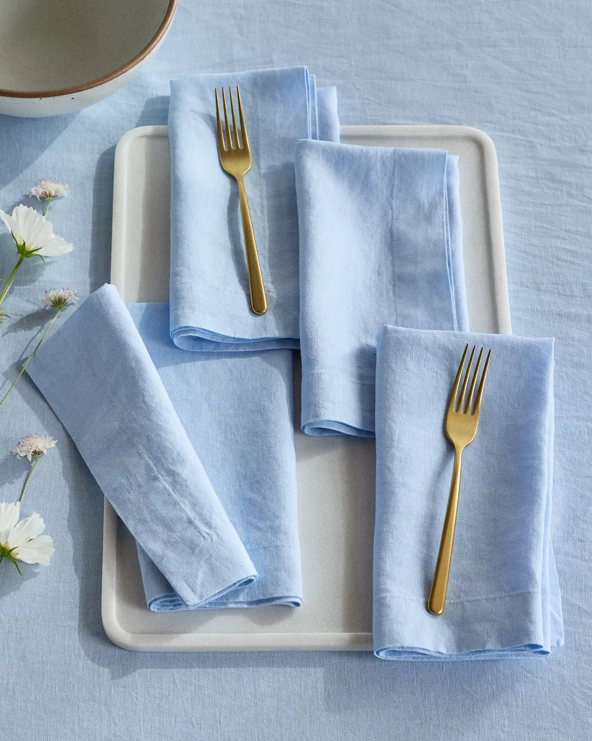European Linen Wide-Hem Napkins, Set of 8