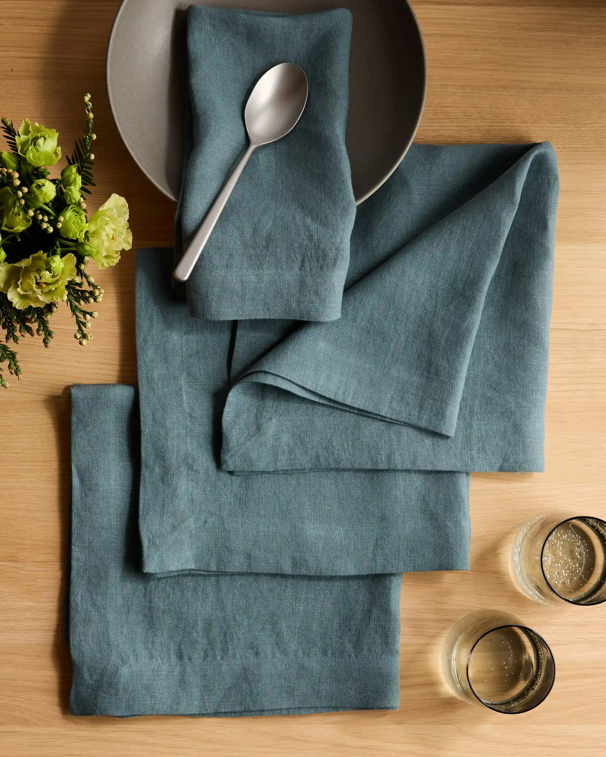 European Linen Wide-Hem Napkins, Set of 4