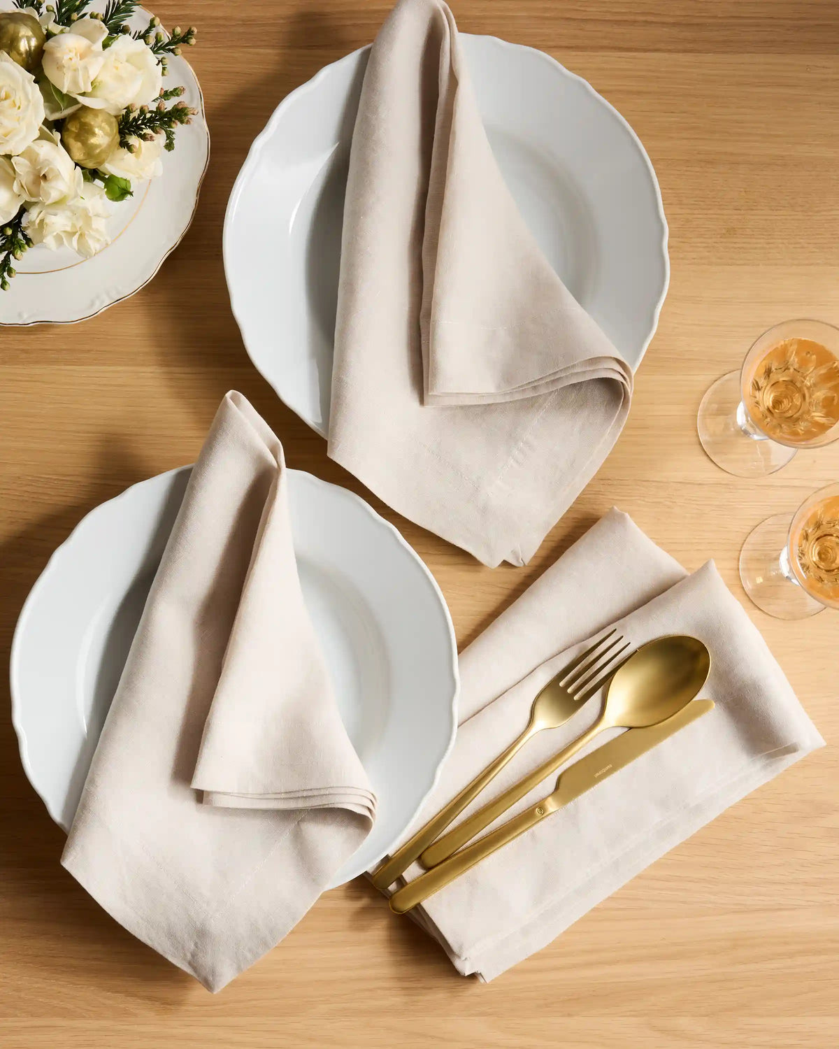 European Linen Wide-Hem Napkins, Set of 12
