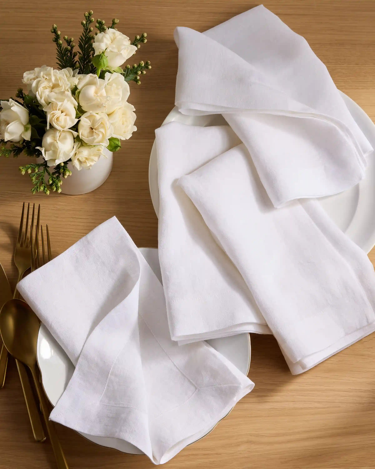 European Linen Wide-Hem Napkins, Set of 8