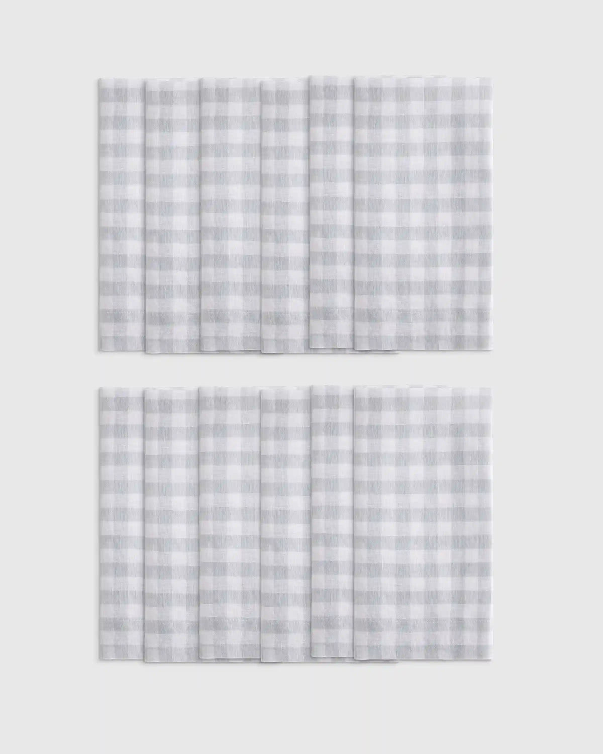 European Linen Wide-Hem Gingham Napkins, Set of 12