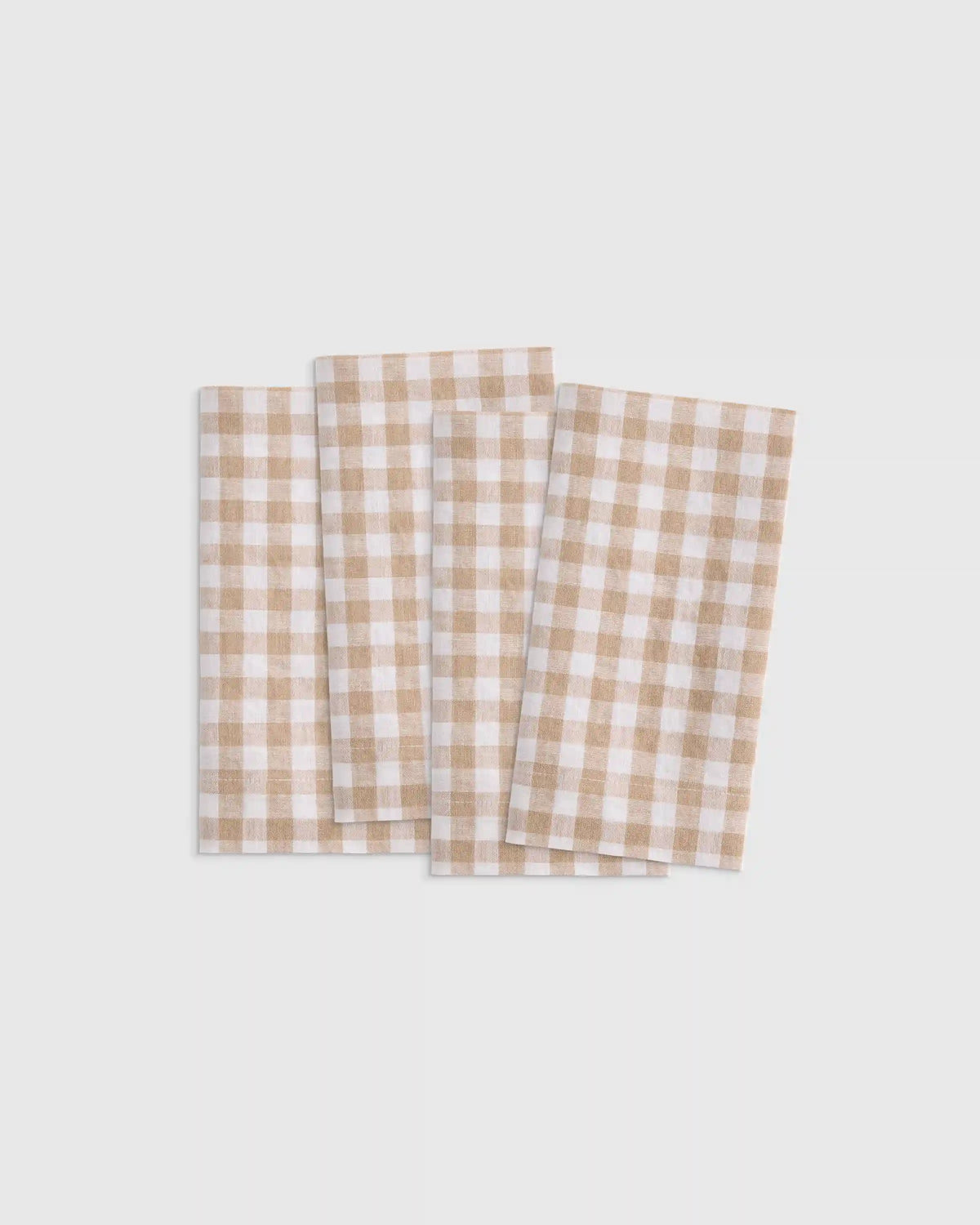 European Linen Wide-Hem Gingham Napkins, Set of 4