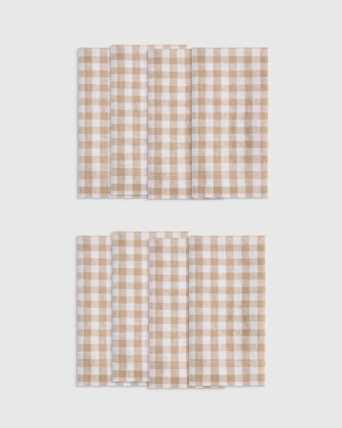 European Linen Wide-Hem Gingham Napkins, Set of 8