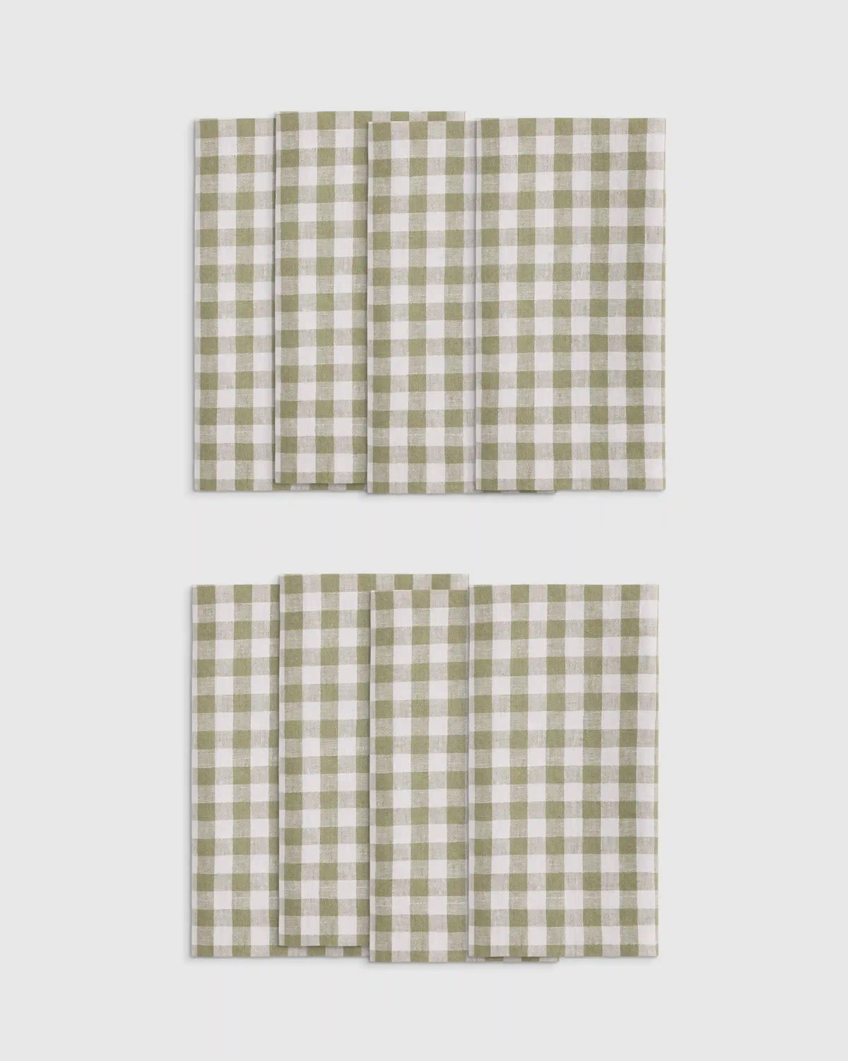 European Linen Wide-Hem Gingham Napkins, Set of 8