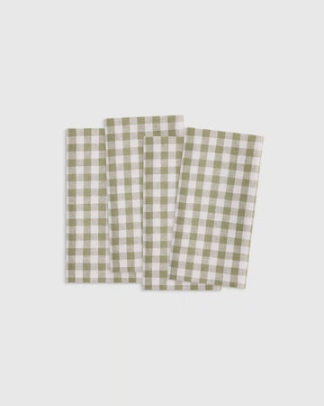 European Linen Wide-Hem Gingham Napkins, Set of 4