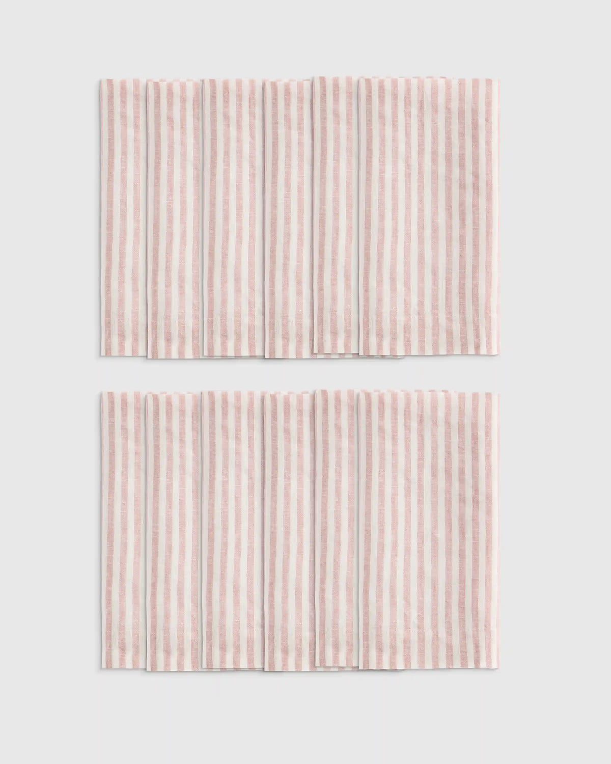 European Linen Wide-Hem Stripe Napkins, Set of 12