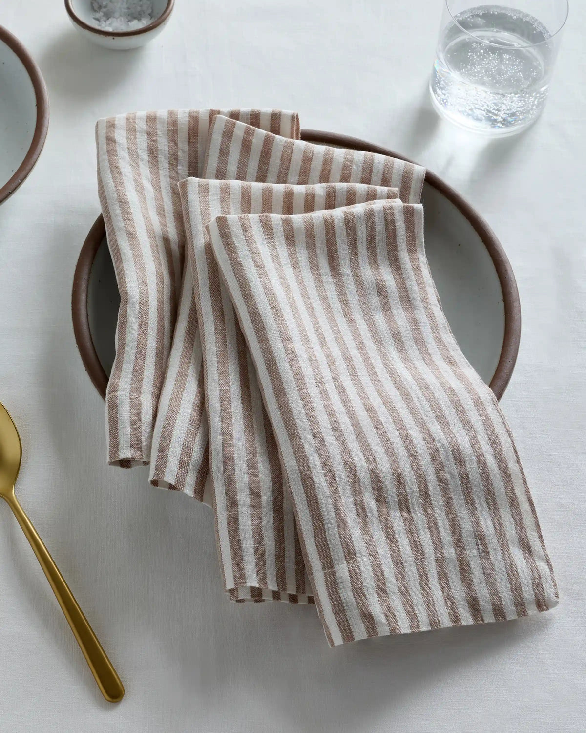 European Linen Wide-Hem Stripe Napkins, Set of 12
