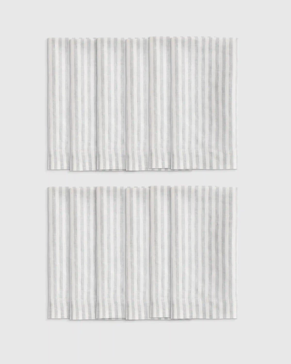 European Linen Wide-Hem Stripe Napkins, Set of 12