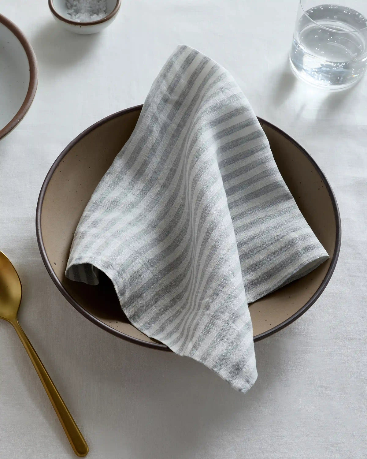 European Linen Wide-Hem Stripe Napkins, Set of 12