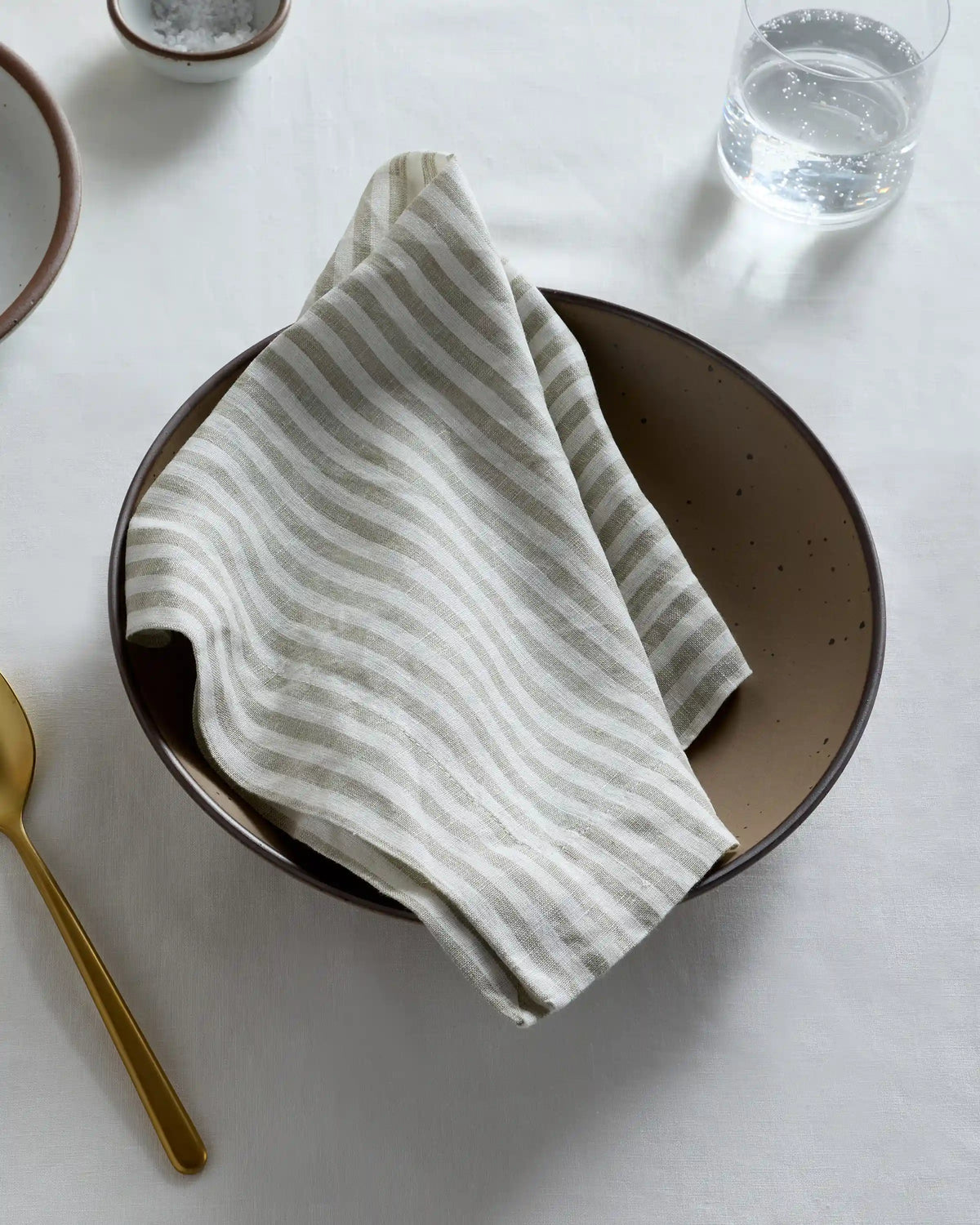 European Linen Wide-Hem Stripe Napkins, Set of 12